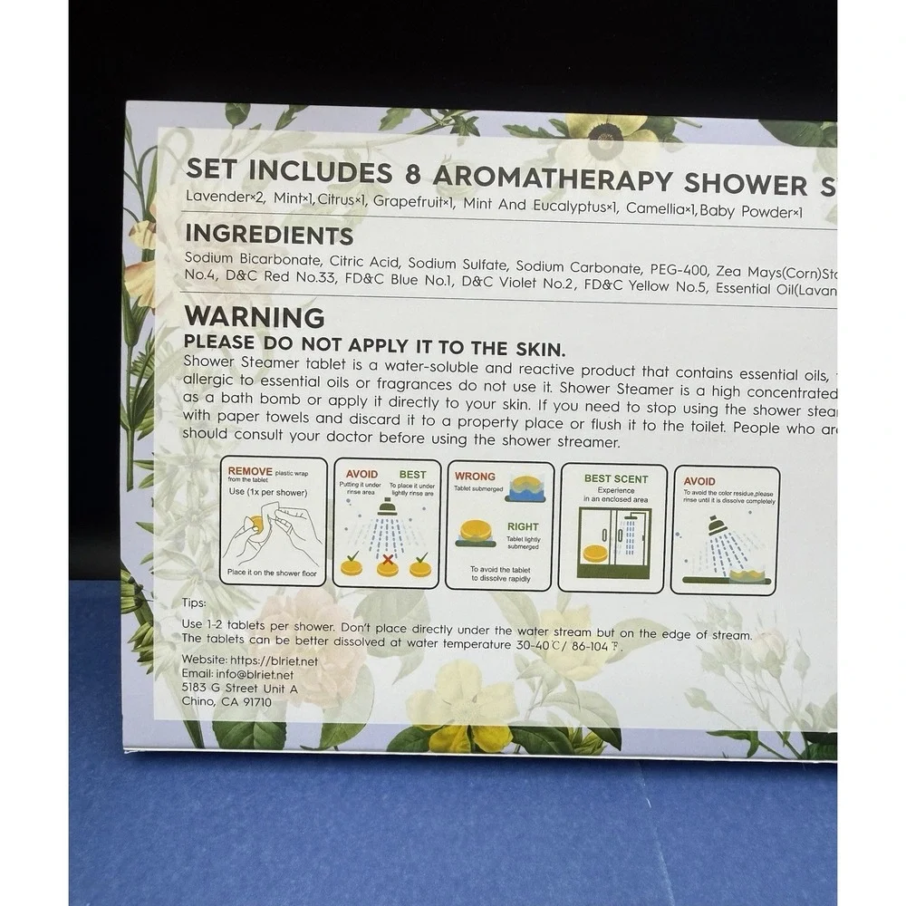 Shower Steamers Aromatherapy BLRIET 8 Pack New In Box. Individually Wrapped